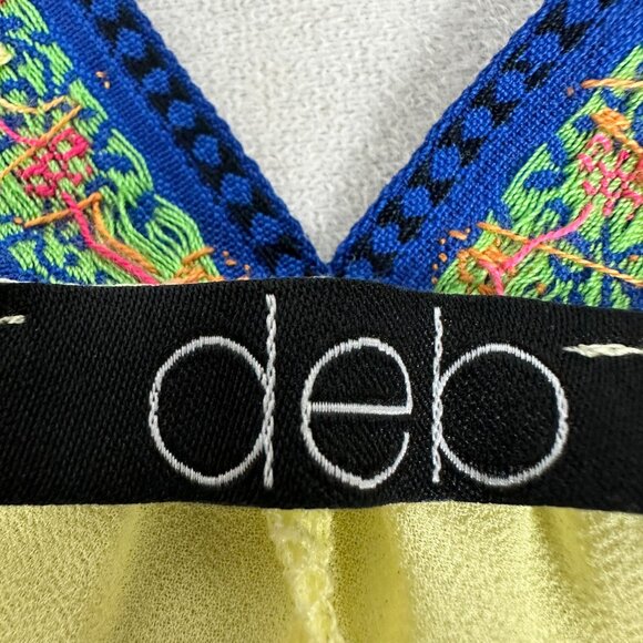 Deb Yellow Sleeveless Halter Top With Embroidered Straps Size S - Picture 3 of 4
